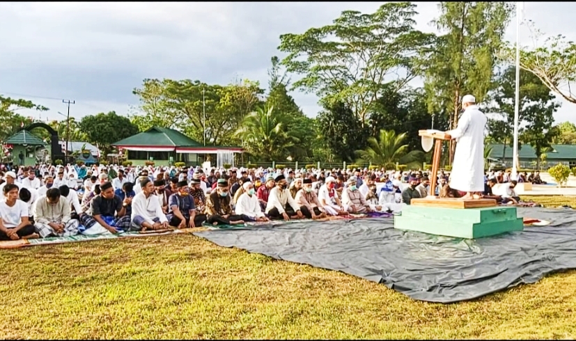 Mengikuti Prokes, Lapangan Makodim 0319/Mentawai di Pusatkan Tempat Pelaksanaan Sholat Ied