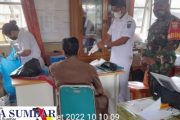 Vaksinasi Anak di Dusun Srilanggai di Dampingi Babinsa Sikabaluan di Ikuti 46 Orang