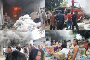 Diduga Percikan Mancis, Gudang Minyak Toko Eni/MS Jaya di Sioban Terbakar