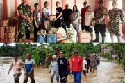 Babinramil 02/Muara Siberut Dampingi Penyaluran Bantuan Pangan Untuk Warga Terdampak Banjir di Siberut Selatan
