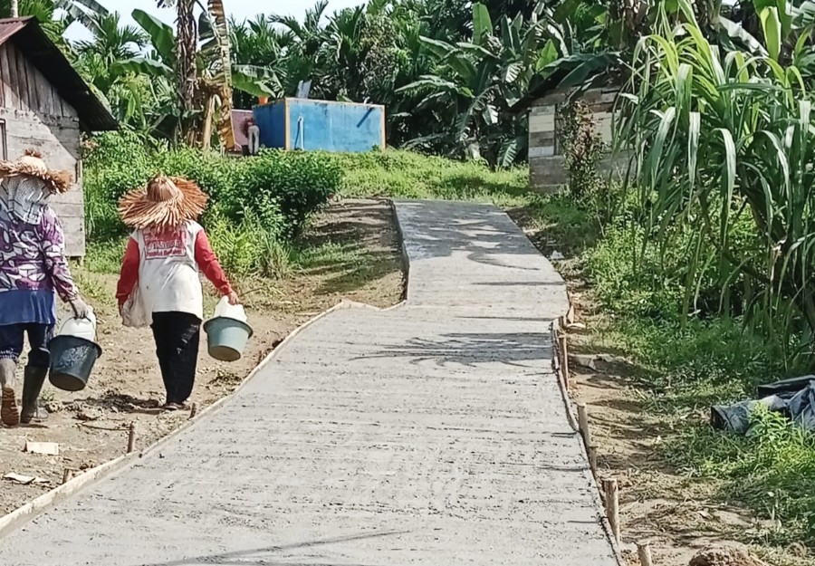 Pembangunan Jalan Pemukiman Tahap I Dusun Talopulei IDT Simaeruk Rampung 
