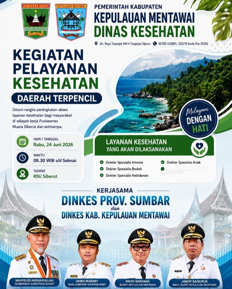 24 Juni 2026 Hadir Pelayanan Kesehatan Spesialistik Daerah Terpencil di RSU Siberut